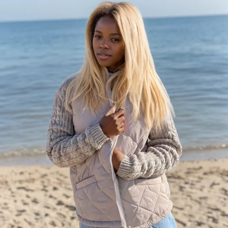 Milena – Damen Steppjacke mit Stehkragen & Reißverschluss, Bequeme Übergangsjacke im Modernen Stil