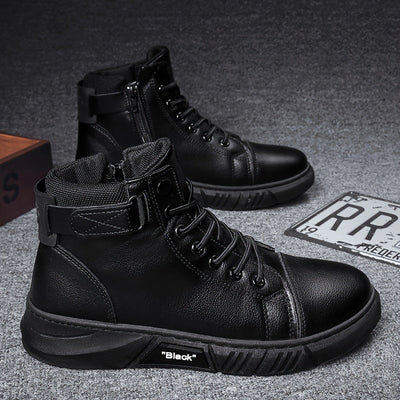 Darrick | Herren Winterstiefel Schwarz Hochschaft mit Schnürung & Knöchelriemen