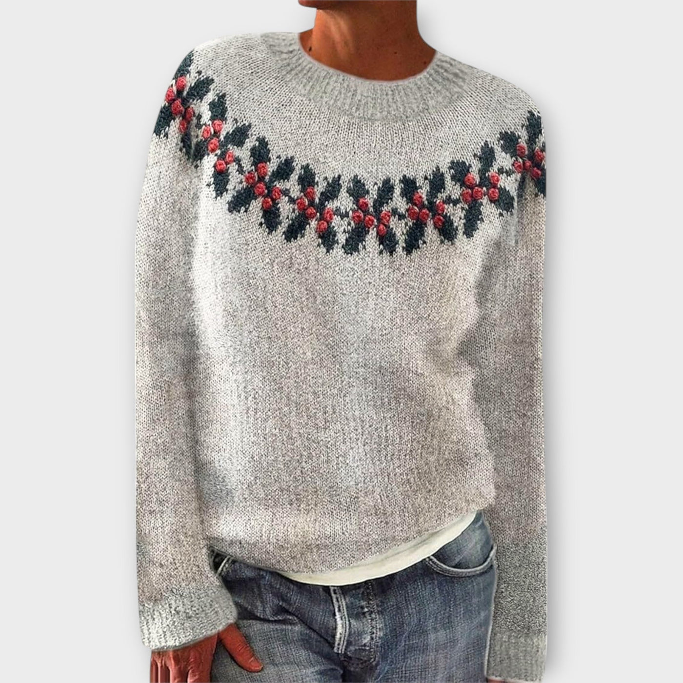 Damen Strickpullover Mit Wintermotiv