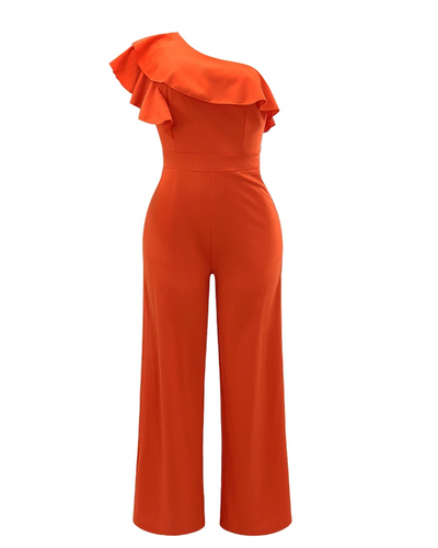 Damen Eleganter One Shoulder Jumpsuit | Weites Bein