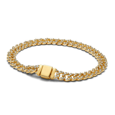 Cubo™ | Gold Moissanite Cuban-Armband