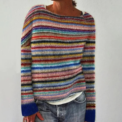 Odette | Damen Grobstrickpullover mit Norweger Muster & Rundhalsausschnitt