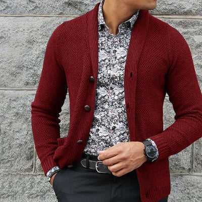 Herren Strickjacke mit eleganten Knopfdetails und strukturierter Textur Heidi-Mode