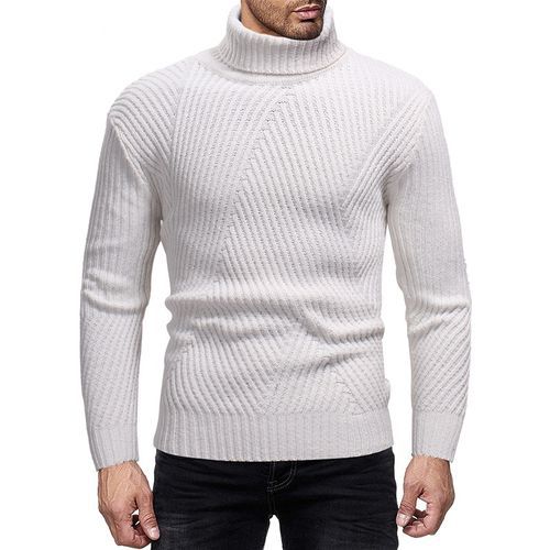 Herren Strickpullover mit modernem Rollkragen und strukturierter Optik Heidi-Mode