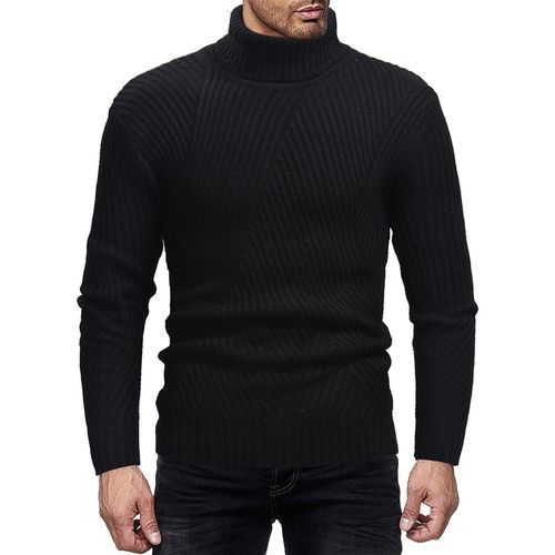 Herren Strickpullover mit modernem Rollkragen und strukturierter Optik Heidi-Mode