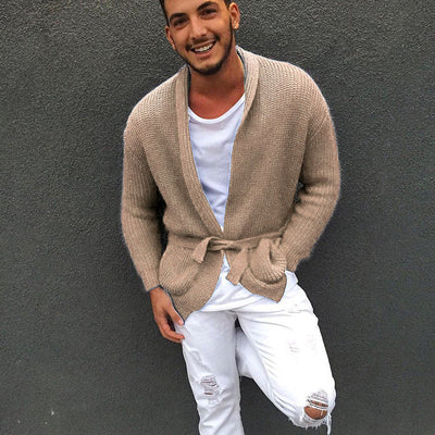 Herren Strickjacke mit modischem Gürtel und lässigem Schnitt Heidi-Mode