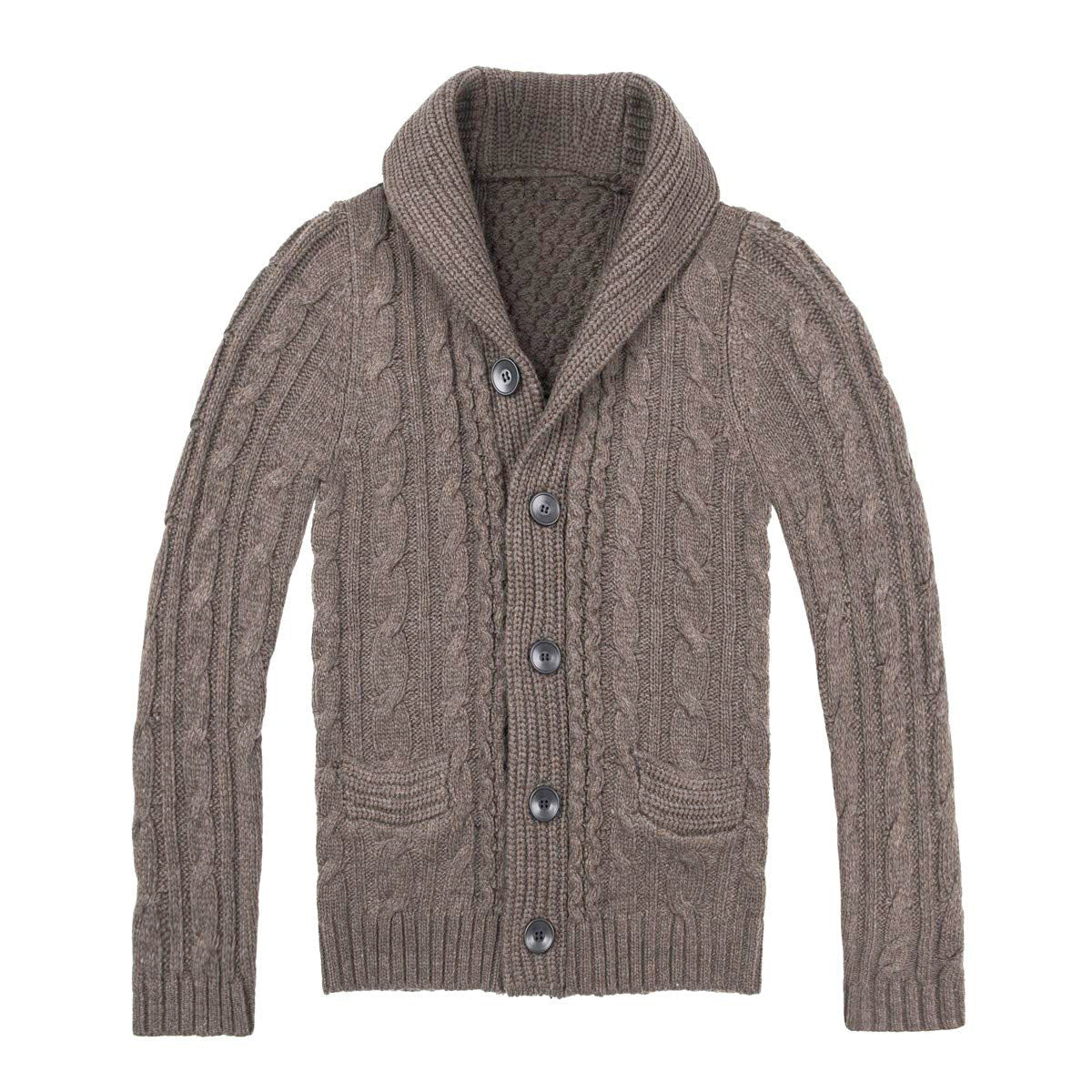 Herren Strickjacke mit elegantem Zopfmuster und praktischen Taschen Heidi-Mode