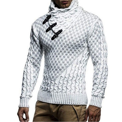 Herren Strickpullover mit modernem Zopfmuster und hochgeschlossenem Kragen Heidi-Mode