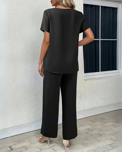 Damen Asymmetrisches Zweiteiler Set | Weite Hose