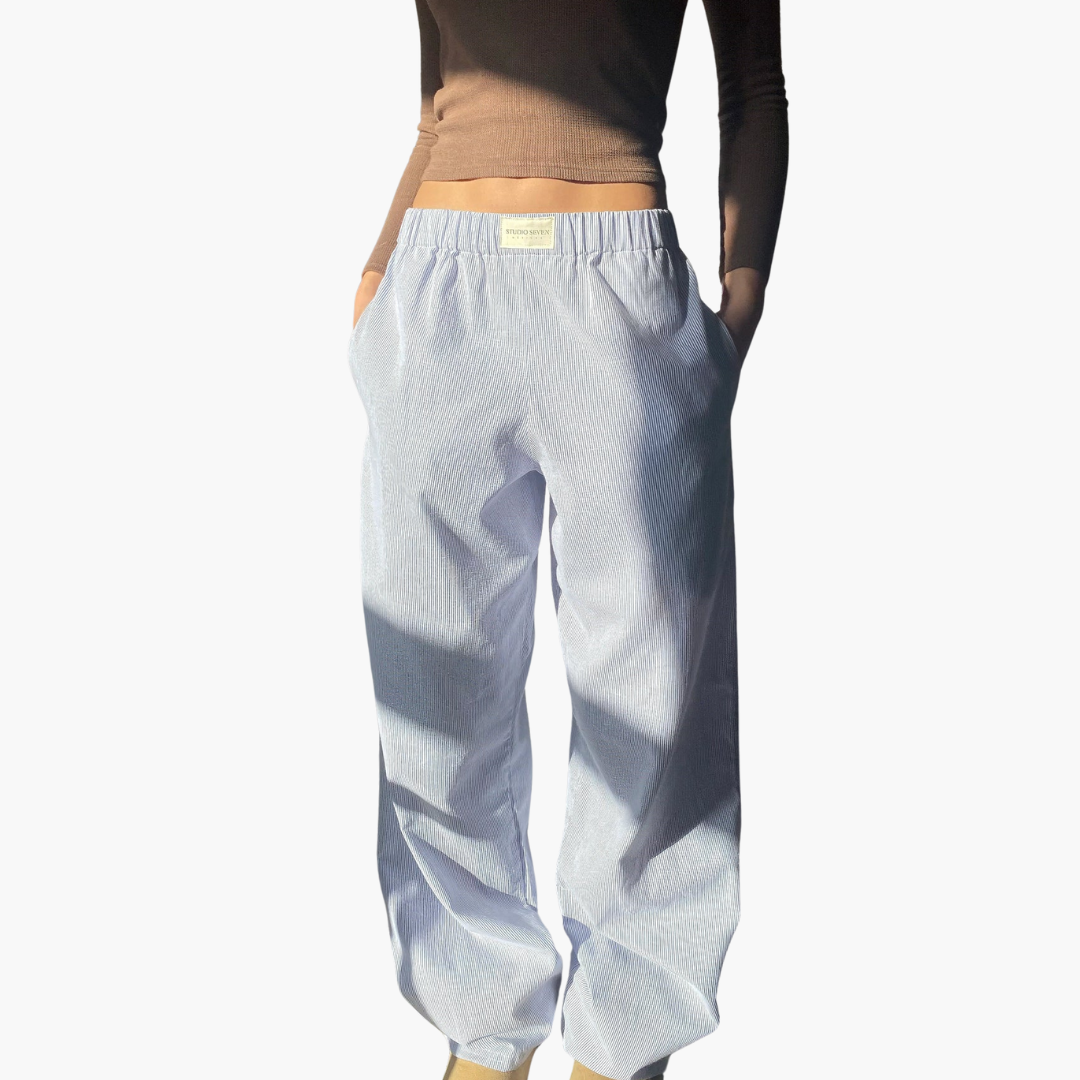 Damen Loungehose mit elastischem Bund und weitem Bein