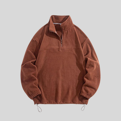 Herren Fleece Sweatshirt Mit Viertelreißverschluss