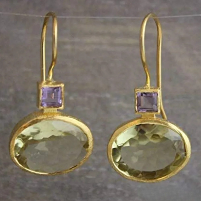 Vintage™ | Damen Ohrringe mit grünen Kristallen und Gold