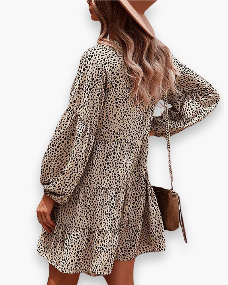 Damen Elegantes Leoparden Kleid | Knielang Sommer
