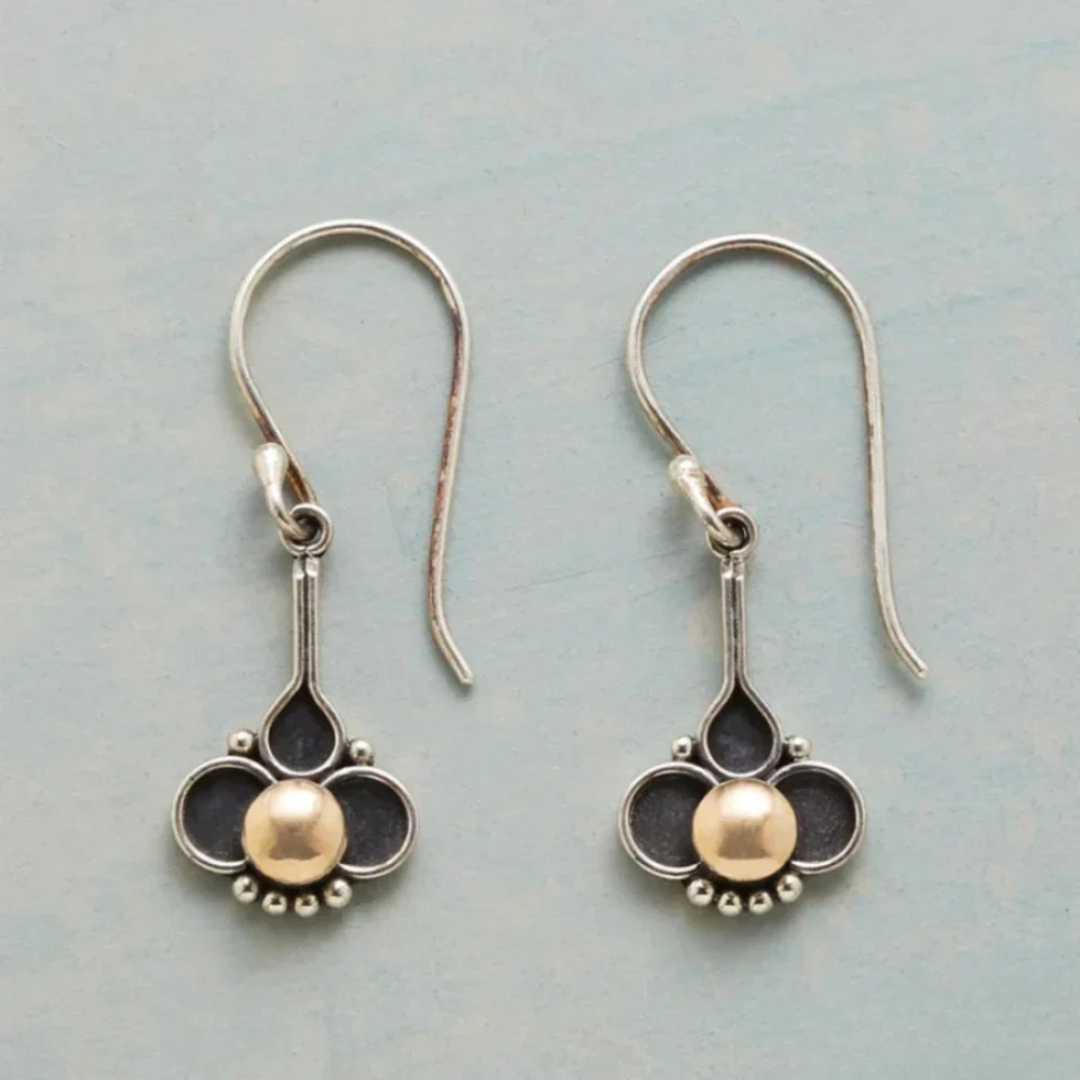 Bohemian Kleeblatt Perlen Silber Ohrringe