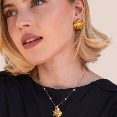 Goldene Muschel Ohrringe