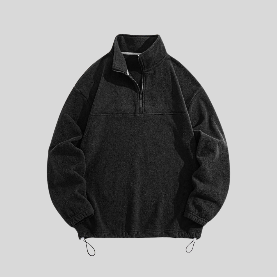Herren Fleece Sweatshirt Mit Viertelreißverschluss