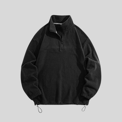 Herren Fleece Sweatshirt Mit Viertelreißverschluss