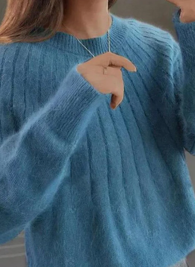 Damen Kaschmirpullover Mit Flauschigem Strickdesign