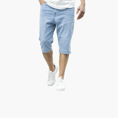 Herren Sommer Bermuda Shorts aus Denim mit Umschlag und Reißverschluss