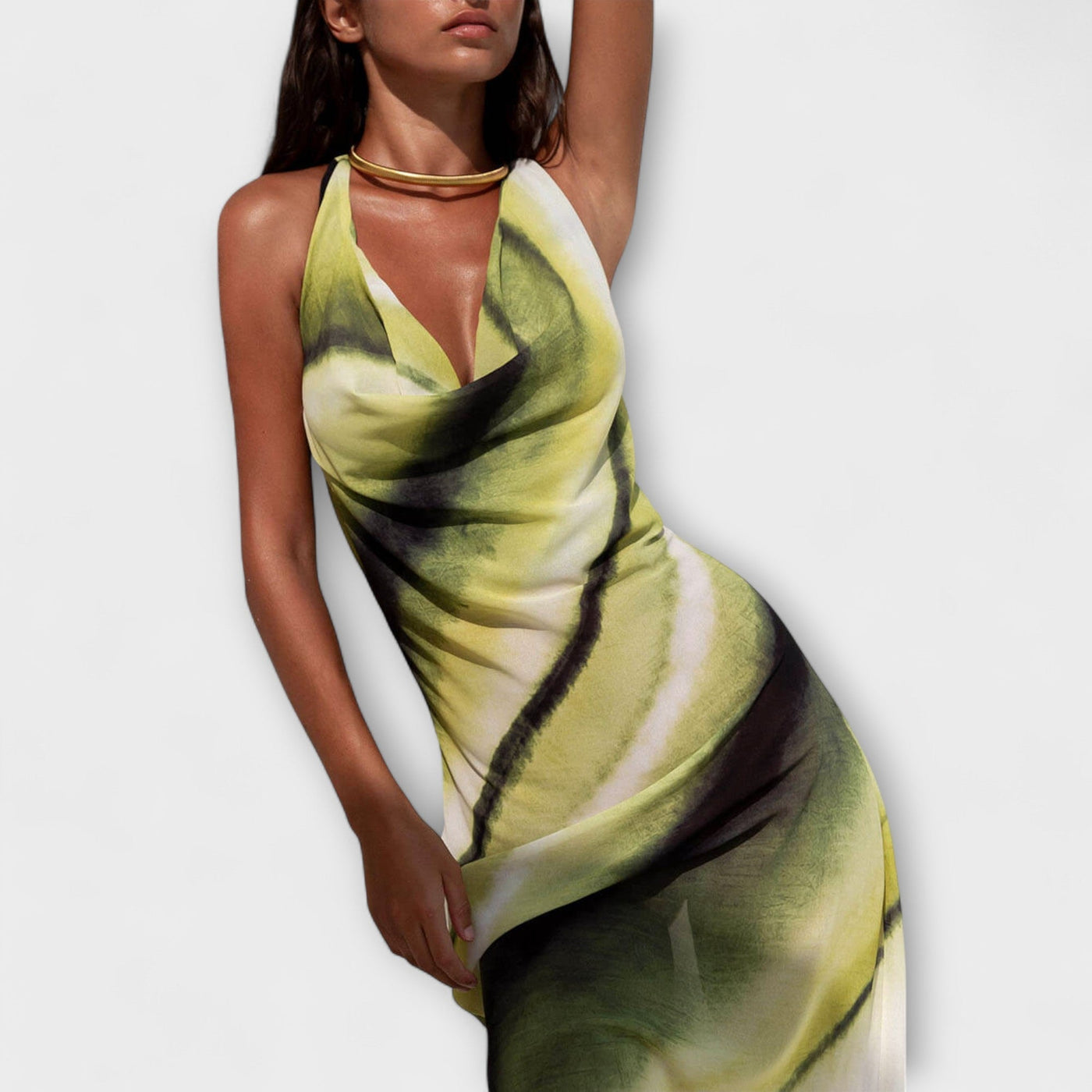 Klassisches Maxikleid mit Tie-Dye Gradient