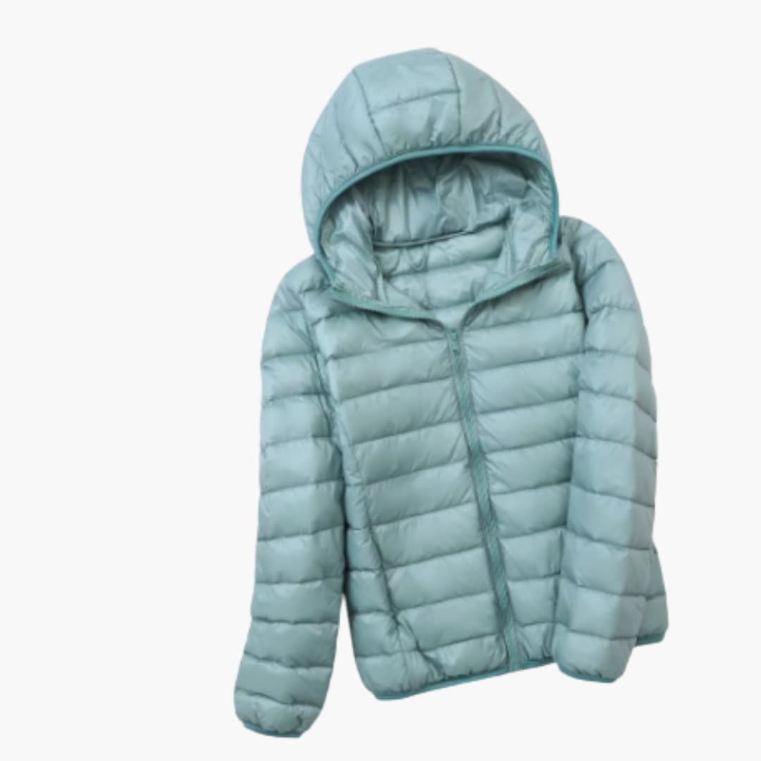 Frauen Stepp jacke mit Kapuze und durchgehendem Reißverschluss