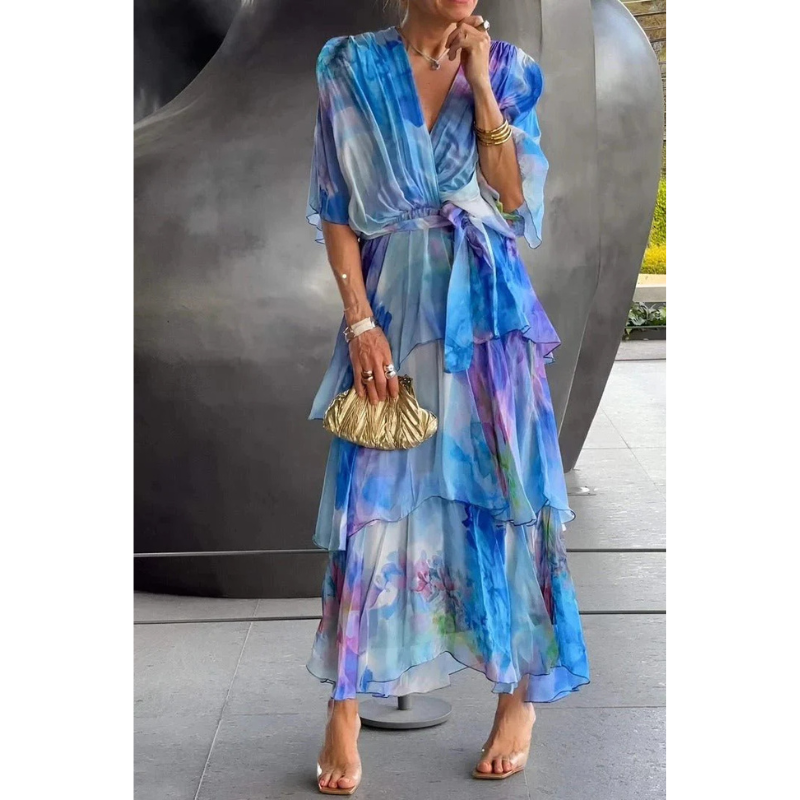 Damen Wickelkleid Mit Lagenmuster | Midi