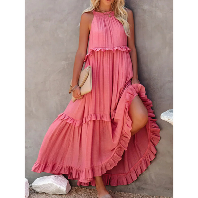 Damen Sommer Maxikleid mit Neckholder | Maxi