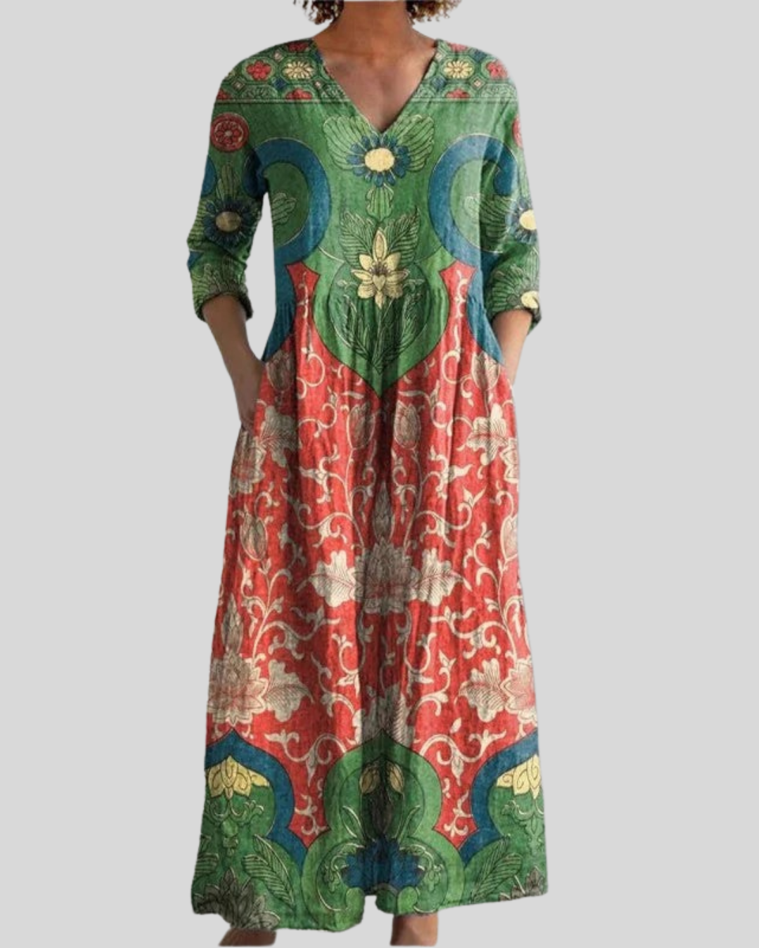 Bernadine – Vintage Maxikleid Mit Blumenmuster