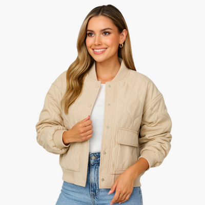 Damen Bomberjacke mit geripptem Saum und Seitentaschen