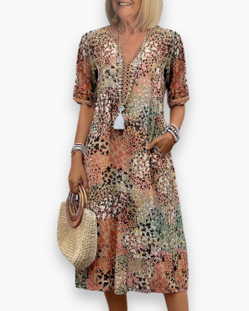 Damen Lebhaftes Midi Kleid | Sommerkleider