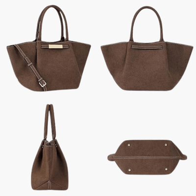 Strandtasche Damen Vegan Suede – Große Tote Bag Sommer Braun