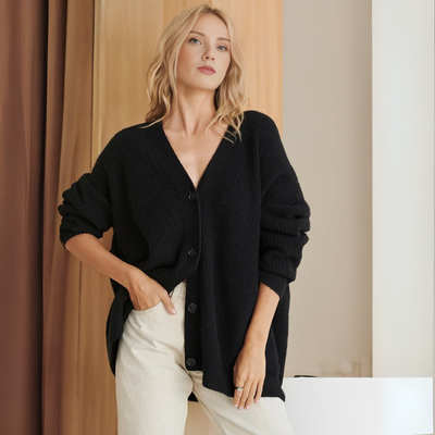 Strickjacke Damen Oversize Gerippt | Locker Lang