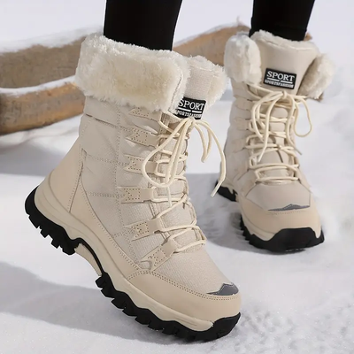 Damen Winterschuhe Mit Hohem Schaft Und Profilsohle