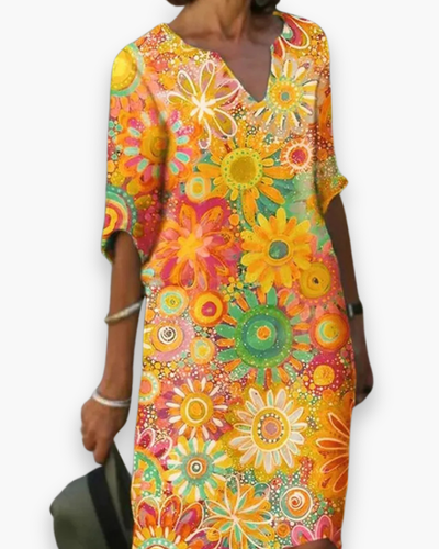 Damen Elegantes Floral Kleid | Midi