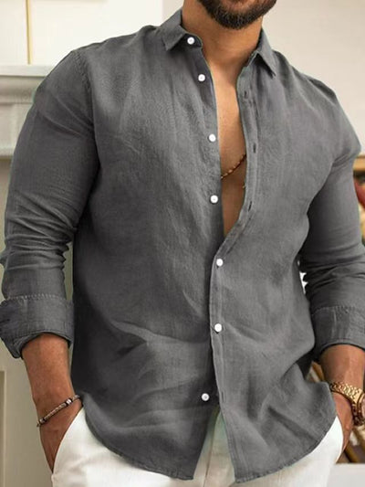 Sahari – Leichtes Leinenhemd für Herren mit offener Kragen