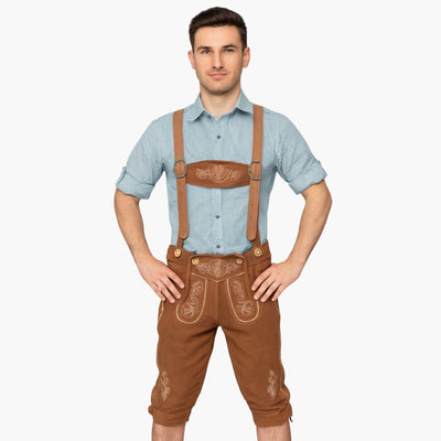 Helle Kniebund Lederhose für Herren - Oktoberfest 2025