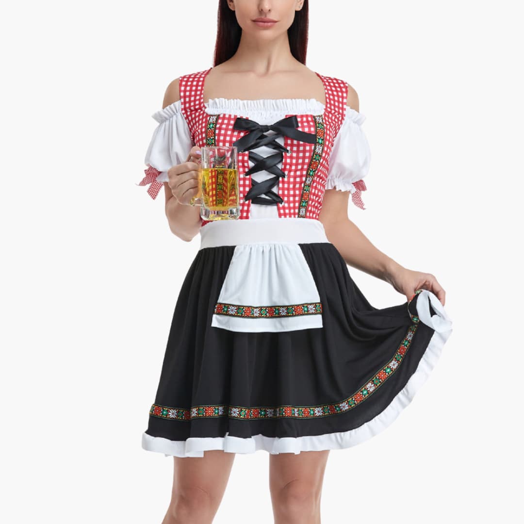 Kariertes Oktoberfest Dirndl kleid für Damen - Oktoberfest 2025