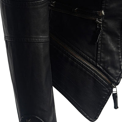 Schwarze Bikerjacke für Damen | Schlanke Passform