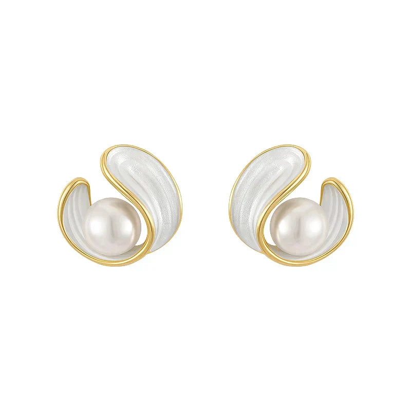 Bianca® | Luxuriöse weiße Opalohrringe mit Perlen in Gold