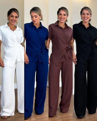 Lorie – Elegantes Zweiteiliges Set Mit Bindeband Vorne