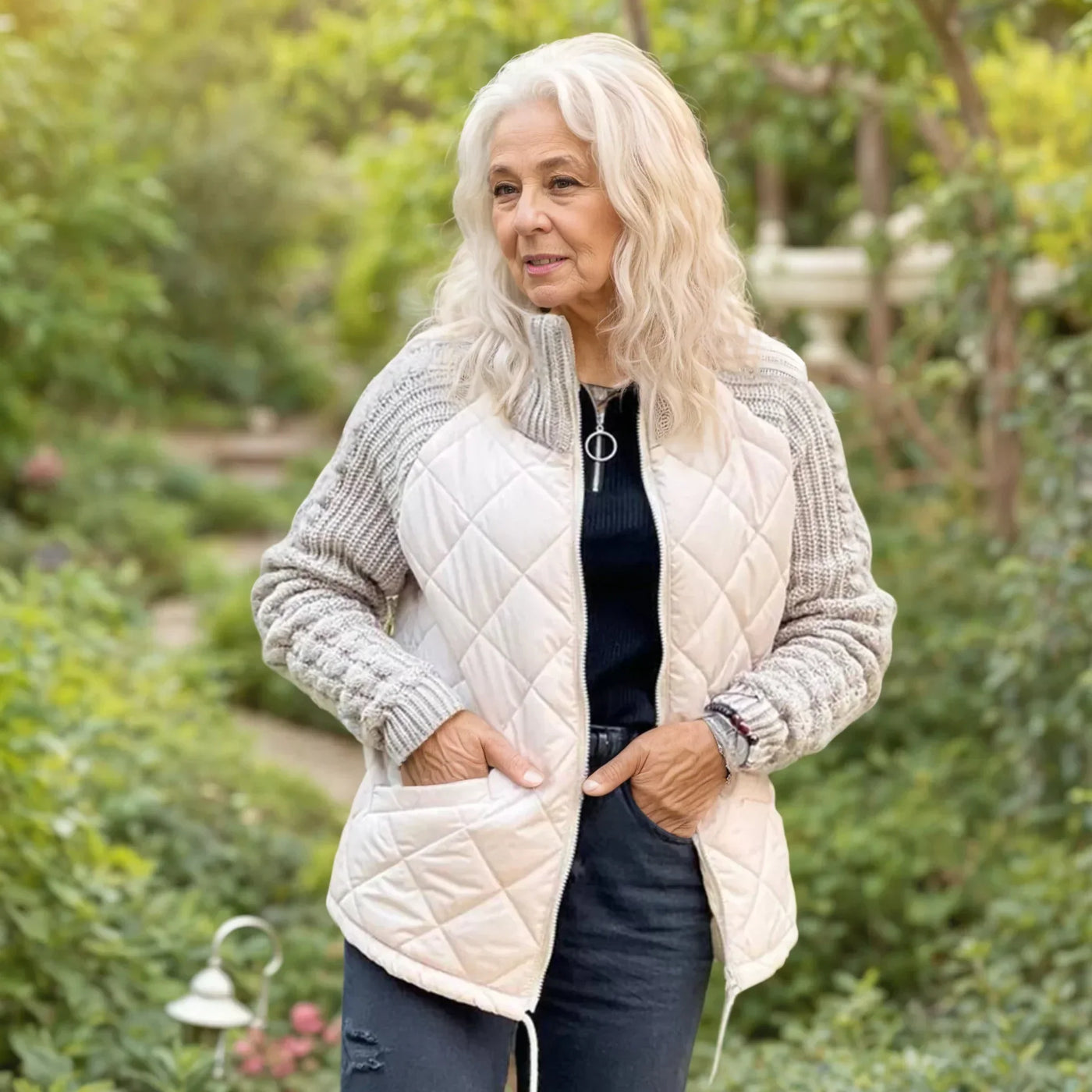 Milena – Damen Steppjacke mit Stehkragen & Reißverschluss, Bequeme Übergangsjacke im Modernen Stil