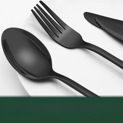 24-teiliges schwarzes Edelstahl-Besteckset für 4 Personen – Modernes Design, spülmaschinenfest