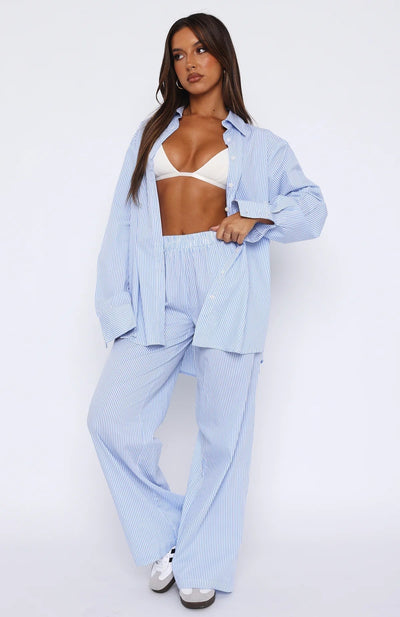 Damenhose – Hohe Taille – Weite Beine – Elastischer Bund – Leicht und lässig