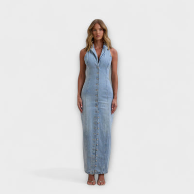Lacey - Mid Wash Denim Maxikleid