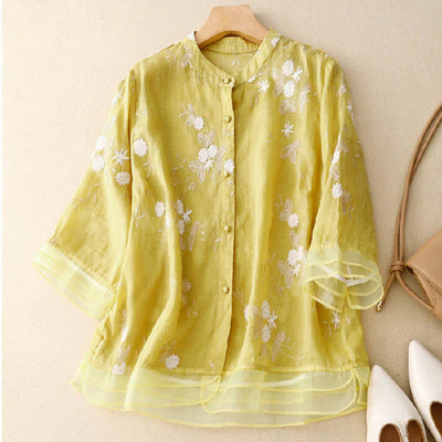 Damen Halbe Ärmel Button Down Bluse | Atmungsaktiv