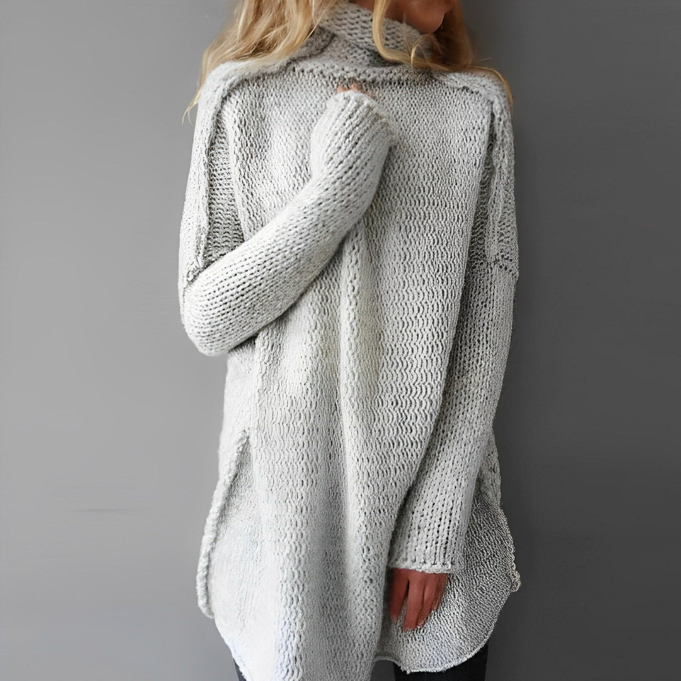 Damen Rollkragenpullover Mit Lockerem Strickdesign