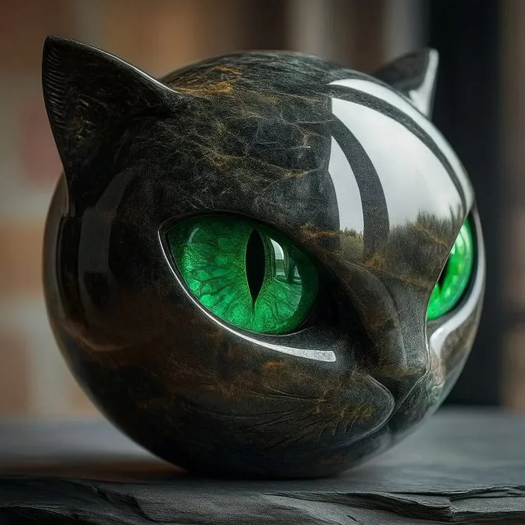 NyxCharm – Skulptur Einer Mystischen Schwarzen Katze