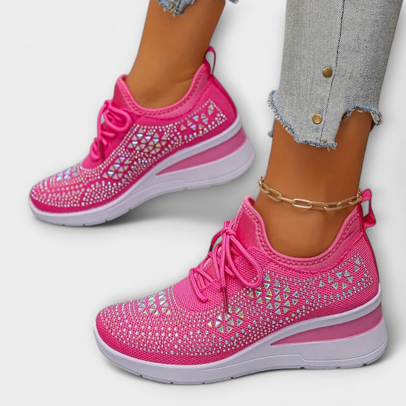Giselle – Schillernde Orthopädische Sneakers mit Strass
