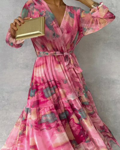 Damen Elegantes Wickelkleid | Maxi Festliches Kleid