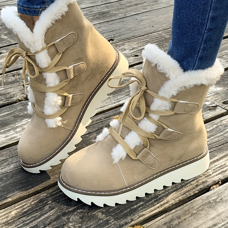 Rosemarie | Damen Winterstiefel mit Schnürung, Plateau & Warmem Innenfutter